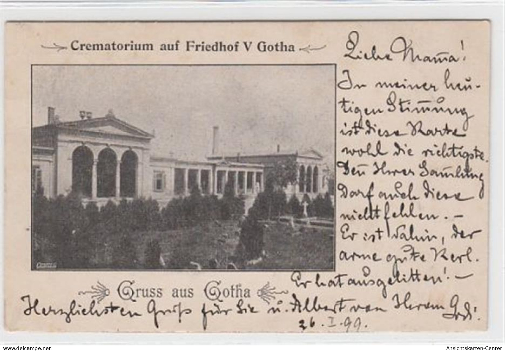 39077708 - Gotha. Crematorium Auf Friedhof V Gelaufen, 1899 Kleiner Knick Oben Links, Leicht Fleckig, Sonst Gut Erhalte - Gotha