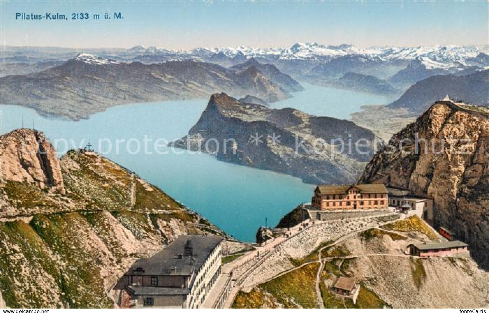 13800537 Pilatus Kulm OW Berghotels Mit Blick Auf Vierwaldstaettersee Alpenpanor - Sonstige & Ohne Zuordnung