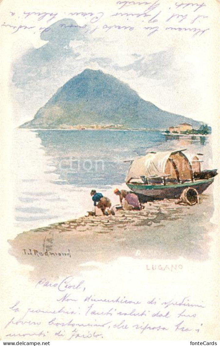 13800349 Lugano Lago Di Lugano TI Partie Am Luganersee Kuenstlerkarte  - Autres & Non Classés