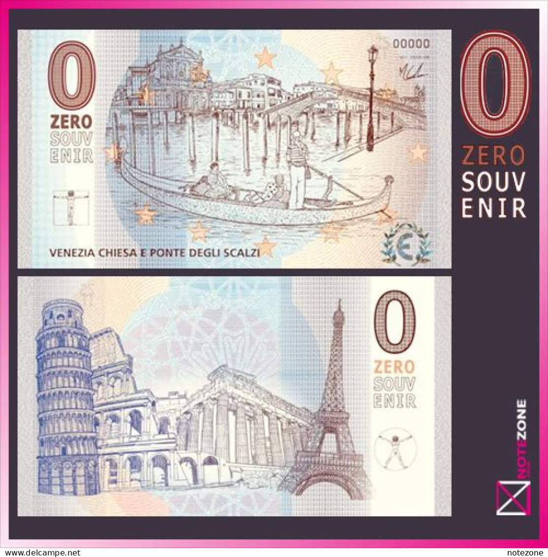 Zero Souvenir 0€ VENEZIA CHIESA E PONTE DEGLI Italy Fantasy Test Note £0, 0 Euro - [ 9] Verzamelingen