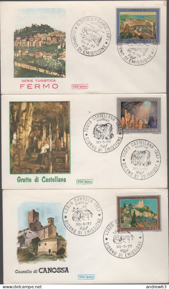 ITALIA - ITALIE - ITALY - 1977 - Turismo - 4ª Emissione - 3x FDC Roma - FDC