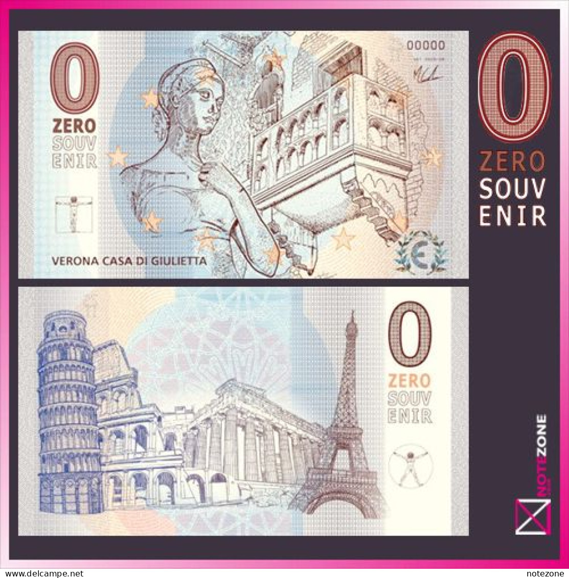 Zero Souvenir 0€ VERONA CASA DI GIULIETTA Test Note £0, 0 Euro - [ 9] Collezioni