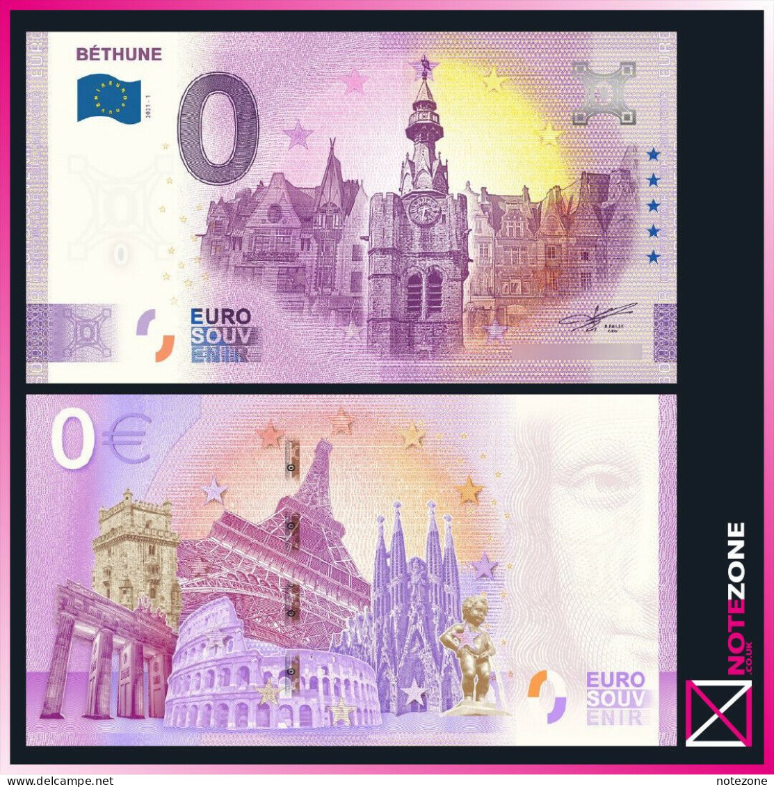 0 Euro Souvenir BETHUNE FRANCE Test Fantasy Banknore Note, 0 Euro - Sonstige & Ohne Zuordnung