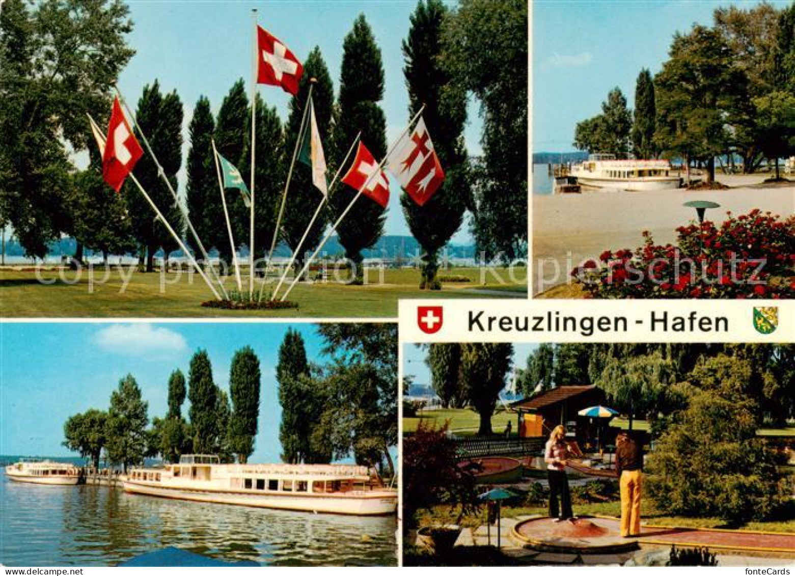 13798537 Kreuzlingen Bodensee Fahnen Hafenpartien Minigolf Kreuzlingen Bodensee - Sonstige & Ohne Zuordnung