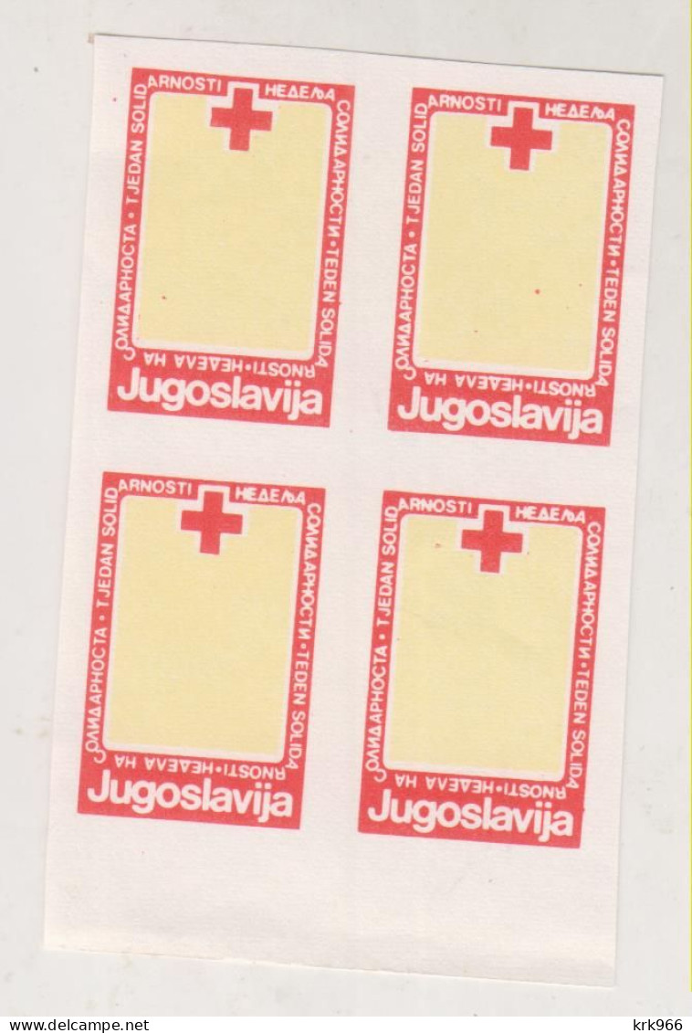 YUGOSLAVIA, 1988 50 Din Red Cross Charity Stamp  Imperforated Proof Bloc Of 4 MNH - Nuovi