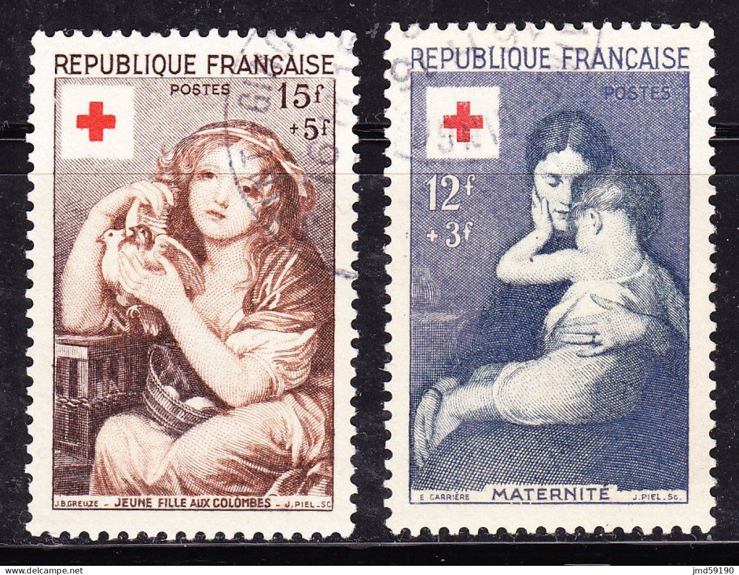 FRANCE Timbre Oblitéré N° 1006-1007 - Croix Rouge 1954 - Gebraucht