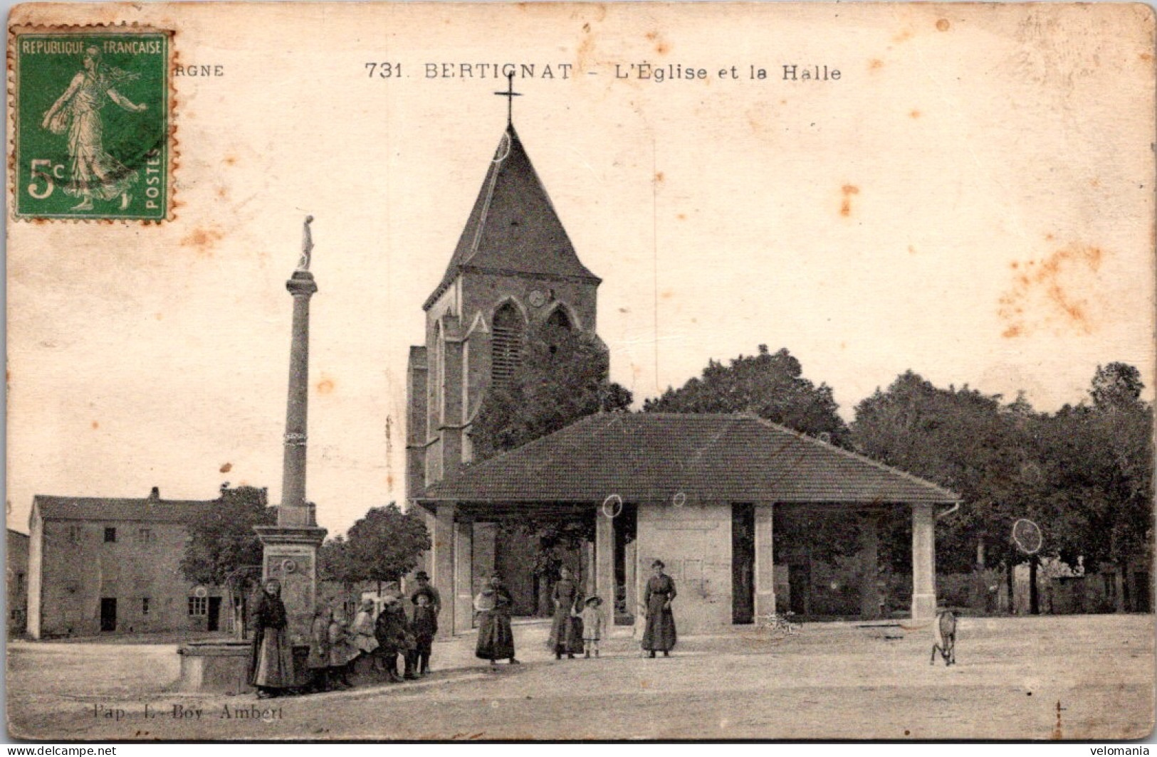 S16498 Cpa 63 Bertignat - L'Eglise Et La Halle - Autres & Non Classés