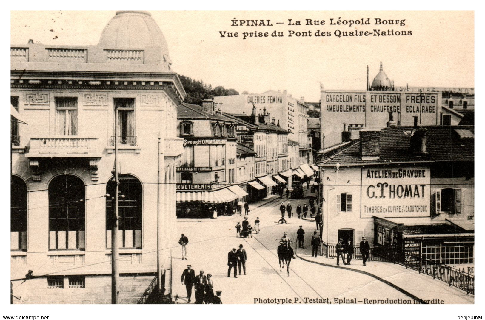 Epinal - La Rue Léopold-Bourg - Vue Prise Du Pont Des Quatre-Nations (Testart) - Epinal