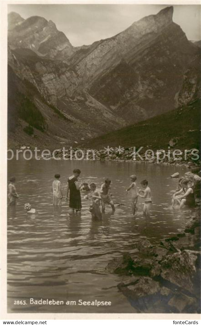 13796857 Seealpsee Saentis IR Bergsee Appenzeller Alpen Badeleben  - Andere & Zonder Classificatie