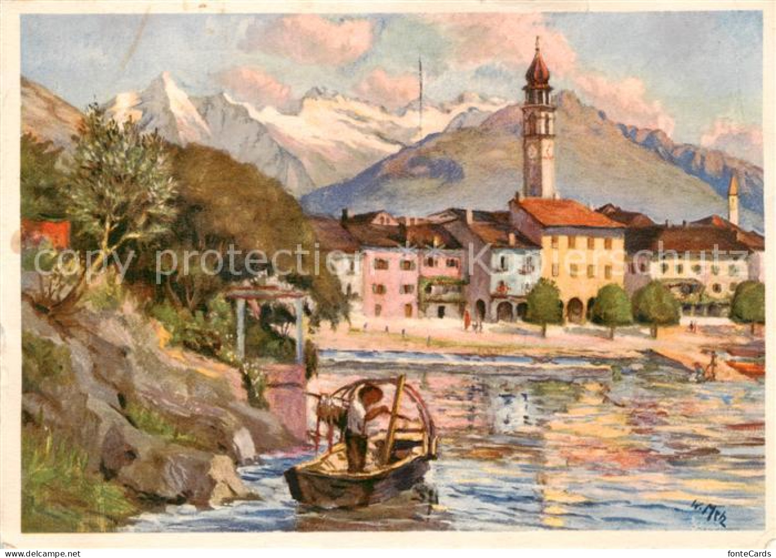 13795747 Ascona Lago Maggiore TI Motivo Dal Lago Kuenstlerkarte  - Autres & Non Classés