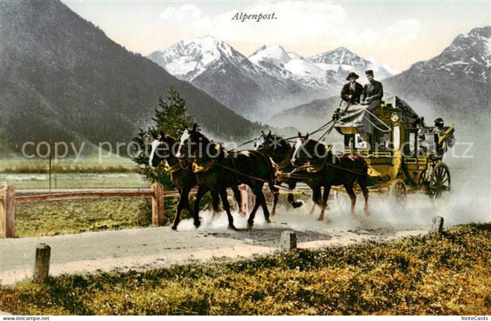 13795727 Furka 2431m UR Alpenpost Postkutsche  - Sonstige & Ohne Zuordnung