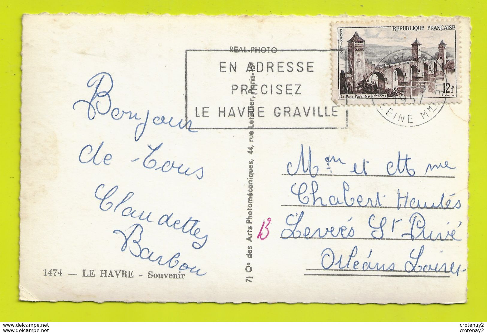 76 LE HAVRE Souvenir Multivues N°1474 Pain De Sucre Port Bd Albert 1er Bus Car Anciens Paquebot VOIR DOS En 1957 - Non Classificati