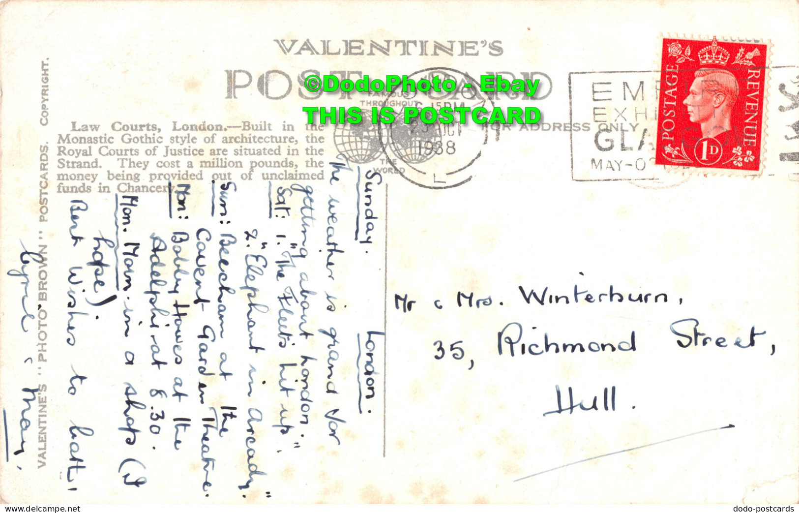 R344814 London. Low Courts. Fleet Street. Valentine. Photo Brown. 1938 - Otros & Sin Clasificación