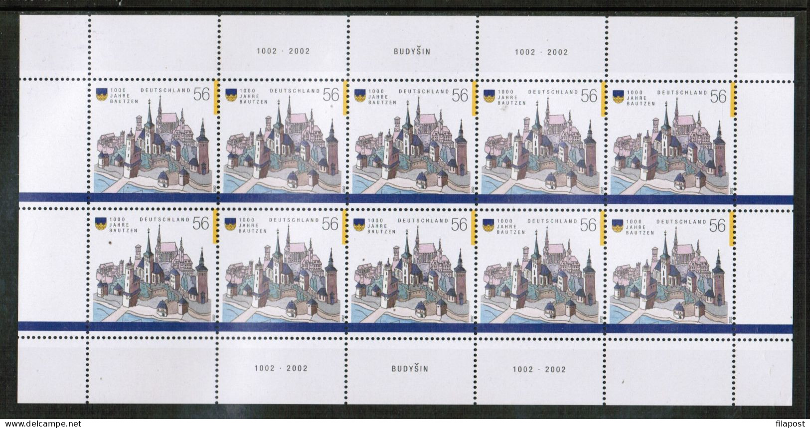 Germany 2002 / Michel 2232 Kb - 1000 Years Of Bautzen, Oldtown, Cities, German Cities - Sheet Of 10 Stamps MNH - Unused Stamps