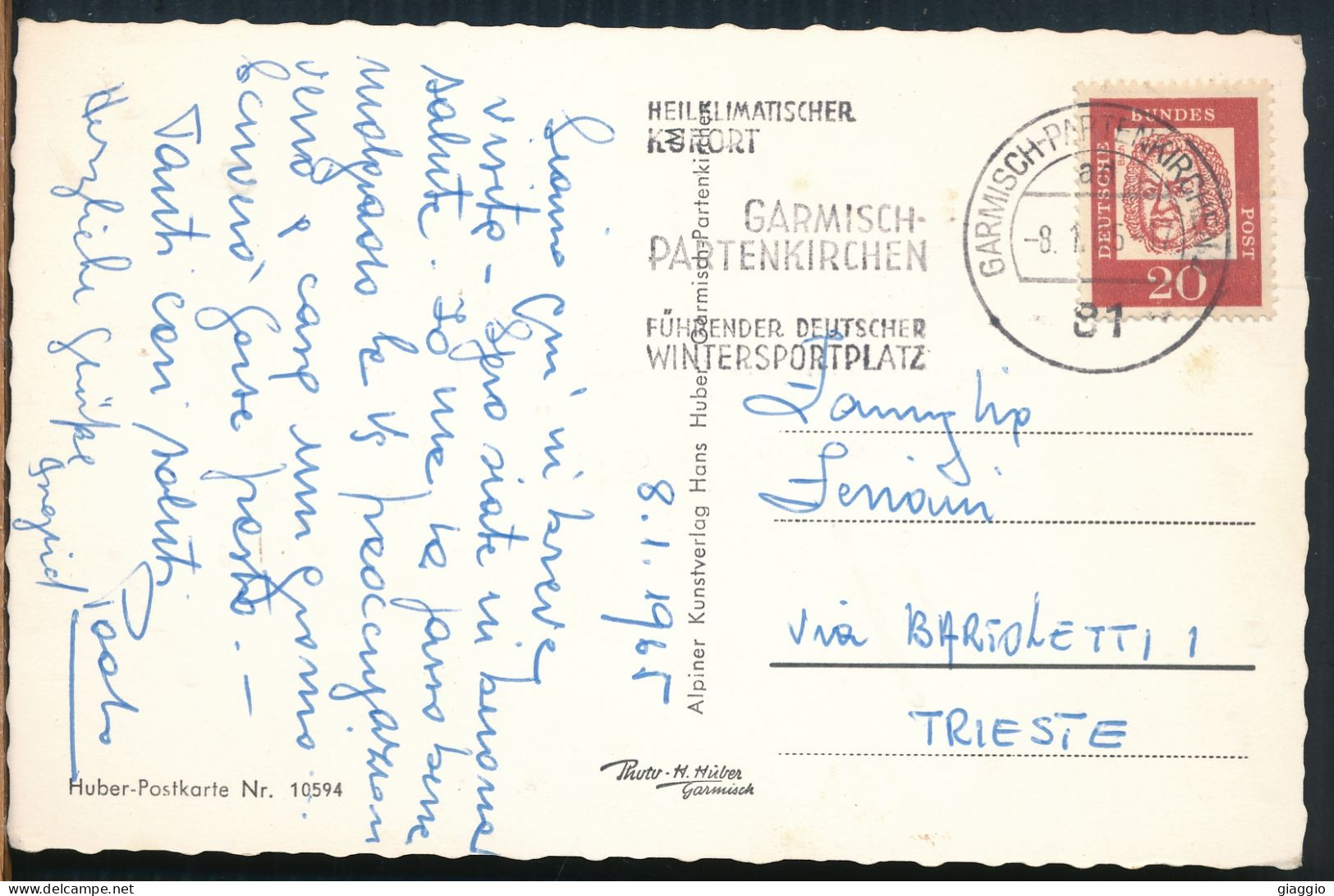 °°° 30996 - GERMANY - WINTERNACHT IN GARMISCH PARTENKIRCHEN - 1965 With Stamps °°° - Garmisch-Partenkirchen