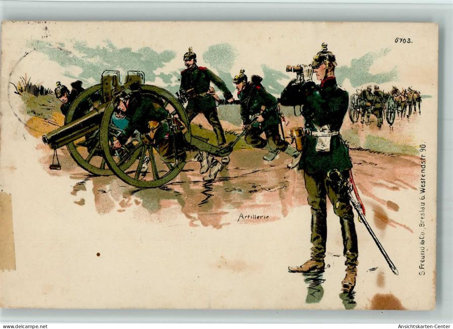 11032508 - Waffen Litho - Artillerie , Feldstecher 1908 - Autres & Non Classés