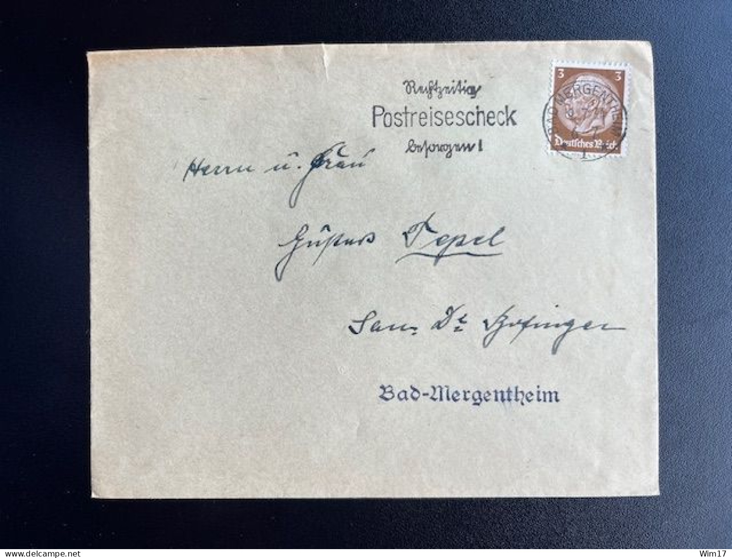 GERMANY 1934 LETTER BAD MERGENTHEIM 09-07-1934 DUITSLAND DEUTSCHLAND - Covers & Documents