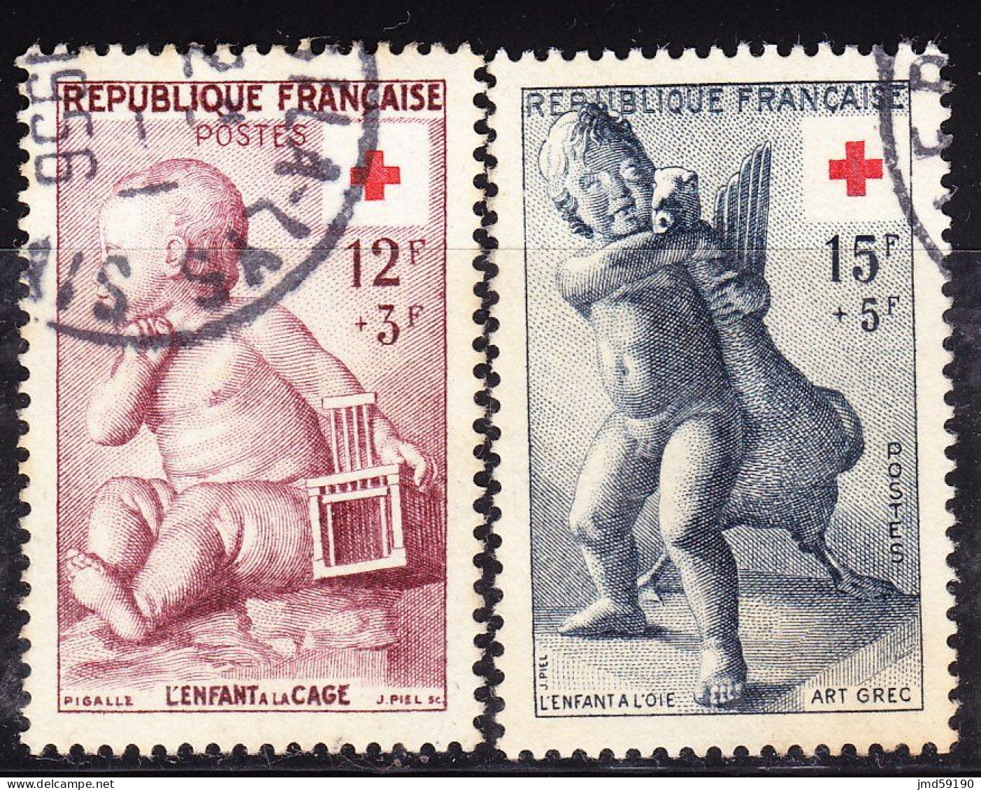 FRANCE Timbre Oblitéré N° 1048-1049 - Croix Rouge 1955 - Usados