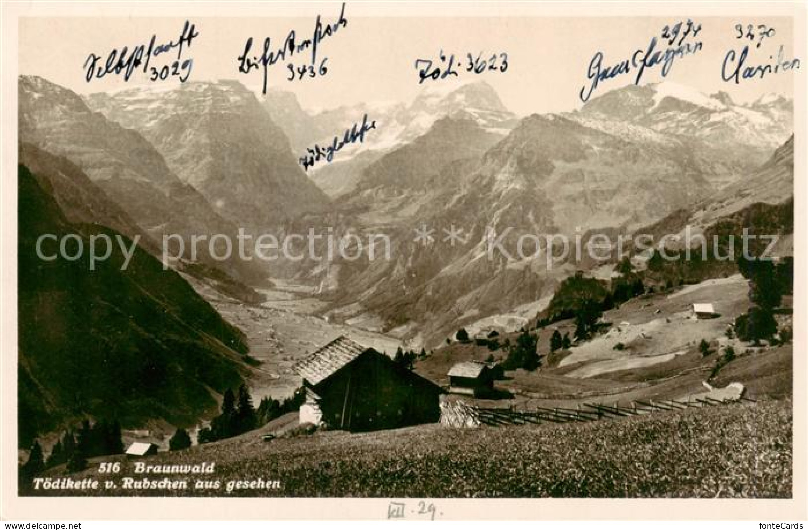 13828487 Braunwald GL Toedikette Vom Rubschen Gesehen Braunwald GL - Autres & Non Classés