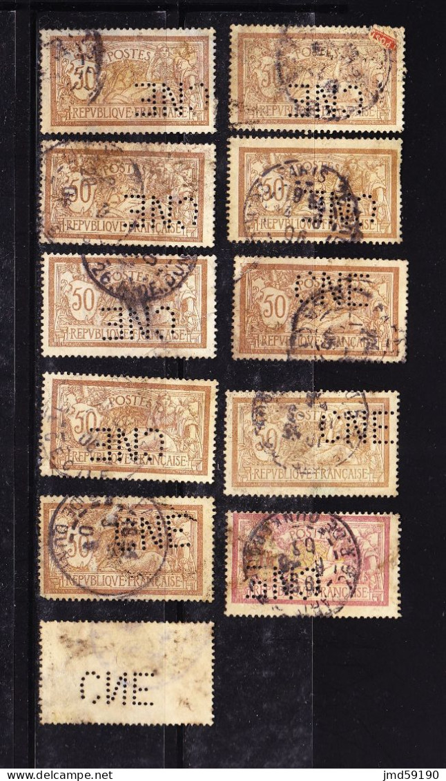 Lot De 11 Timbres Oblitérés Perforés N°120 Avec Perforation CNE - Sonstige & Ohne Zuordnung