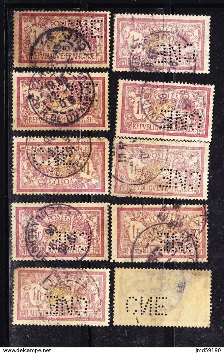 Lot De 10 Timbres Oblitérés Perforés N°121 Avec Perforation CNE - Andere & Zonder Classificatie