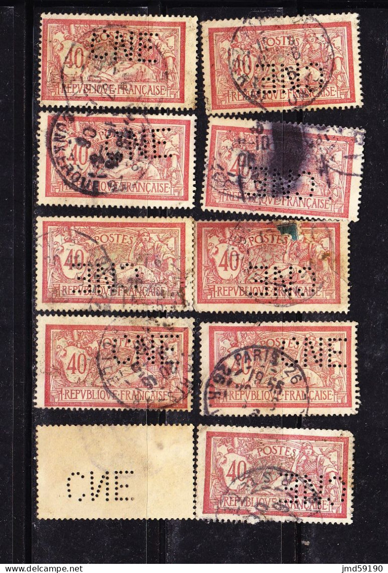 Lot De 10 Timbres Oblitérés Perforés N°119 Avec Perforation CNE - Andere & Zonder Classificatie