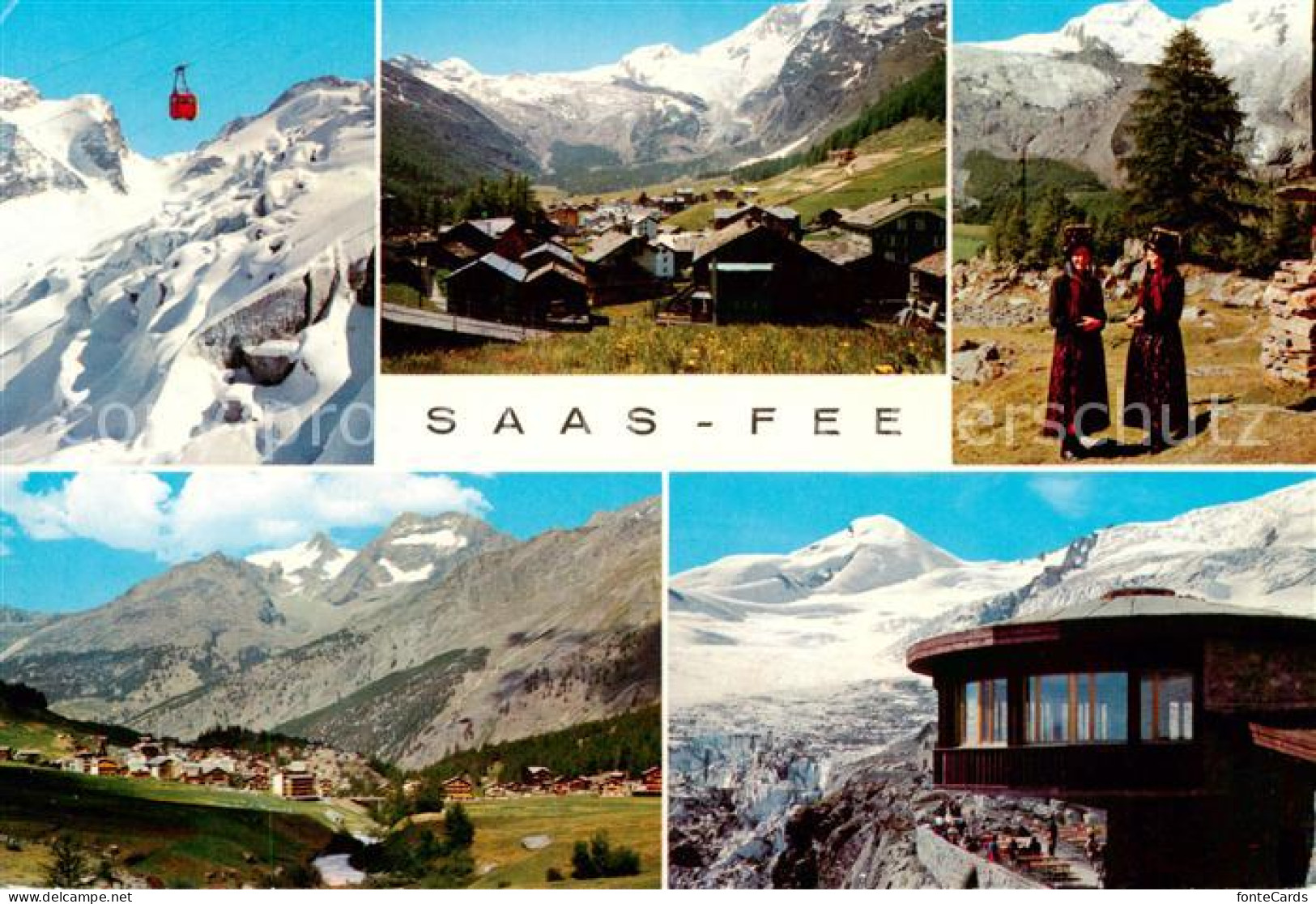 13827409 Saas-Fee VS Panorama Wintersportort Walliser Alpen Gondelbahn Bergresta - Autres & Non Classés