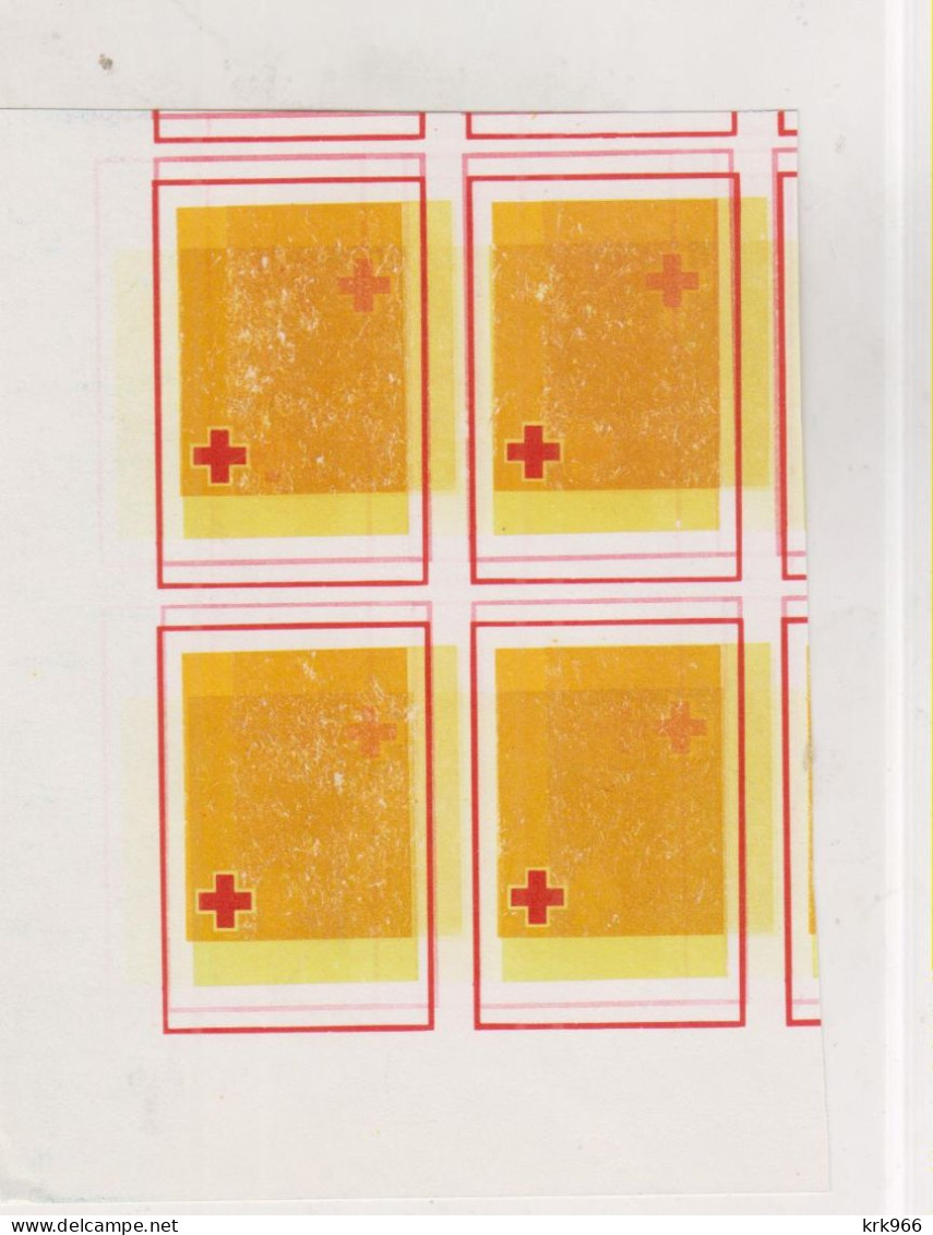 YUGOSLAVIA, 1986 2 Din Red Cross Charity Stamp  Imperforated Proof Bloc Of 4 MNH - Neufs