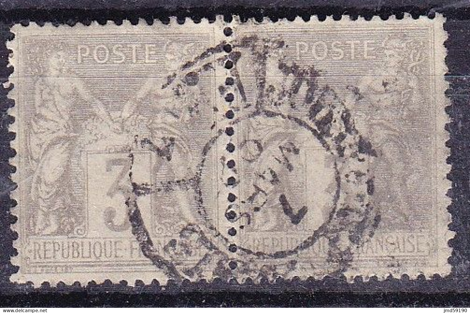 FRANCE N°87 En Paire Oblitérée, Type Sage  3c Gris Type 2 - 1876-1898 Sage (Type II)