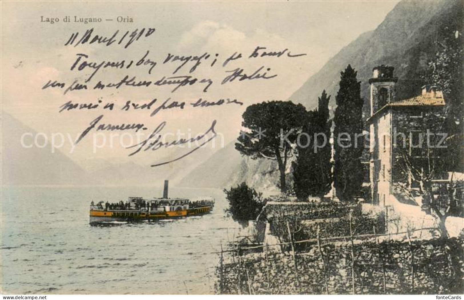 13824389 Oria  Lago Di Lugano TI Panorama Fahrgastschiff  - Andere & Zonder Classificatie