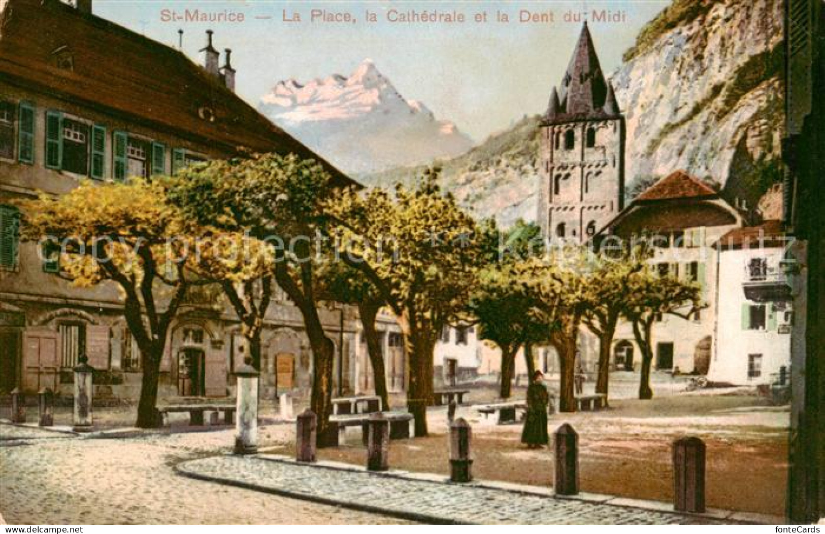 13822617 St Maurice  Valais VS La Place La Cathedrale Et La Dent Du Midi  - Autres & Non Classés