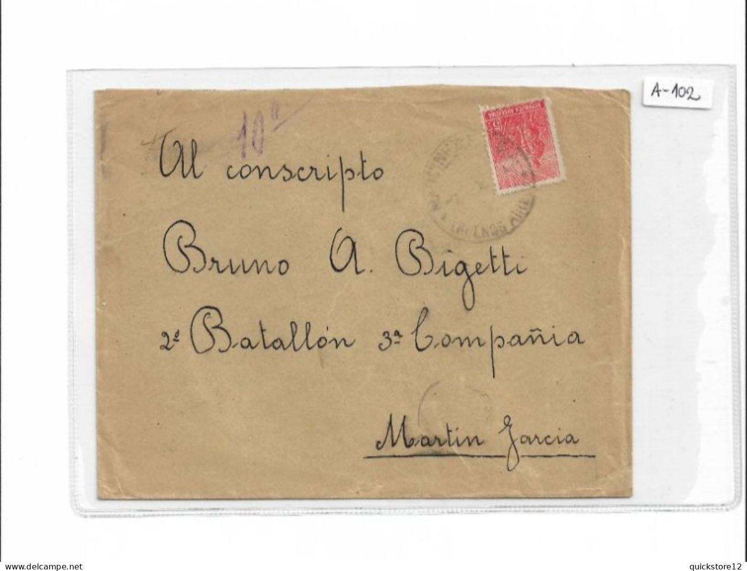 Antiguo Sobre De Argentina - Bruno Bigetti 2do Batallón 3ra Campañia  - A-102 - Other & Unclassified