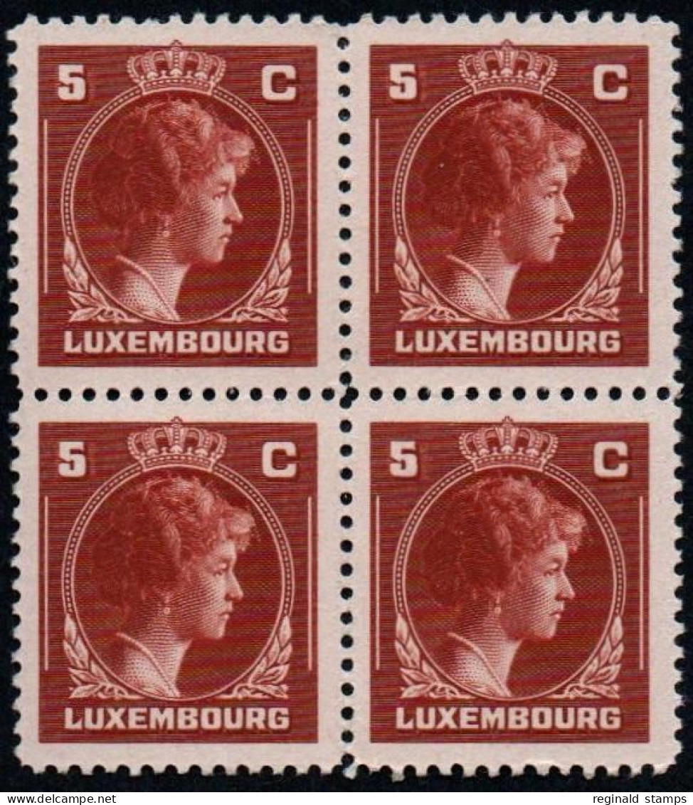 Luxembourg 1944 GD Charlotte 5c Brown, Block X 4, MNH ** Mi Mi 347 (Ref: 2075) - Neufs