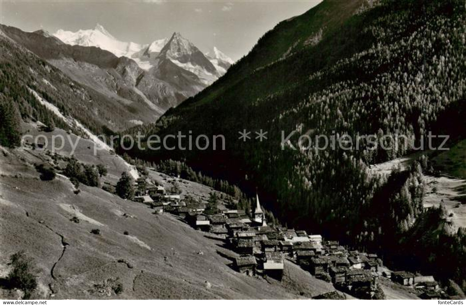 13820649 Ayer  Sierre VS Panorama Bergdorf Blick Gegen Rothorn Besso Gabelhorn W - Autres & Non Classés