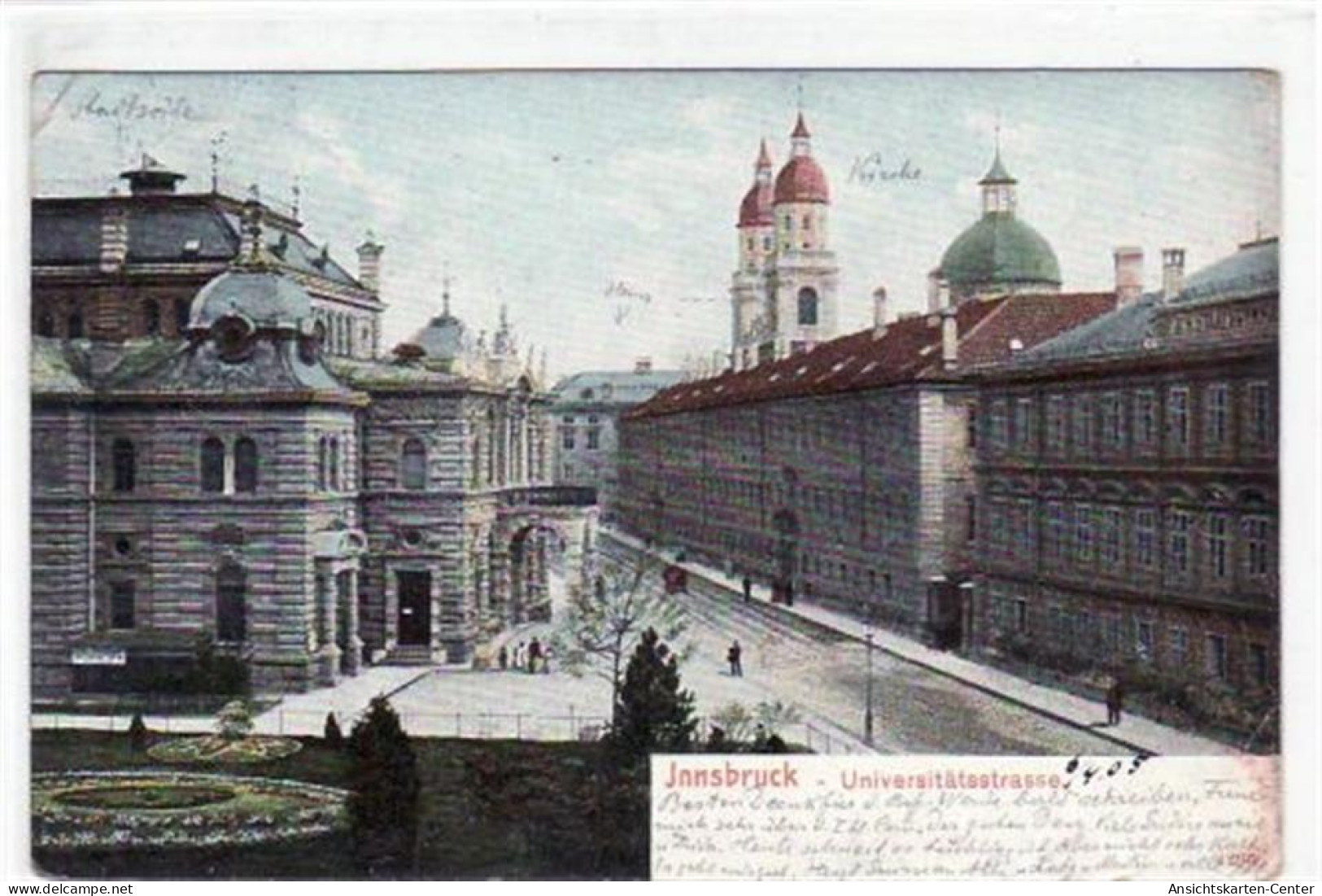 39047308 - Innsbruck Mit Universitaetsstrasse Gelaufen Von 1905 Kleiner Knick Oben Links Und Unten Rechts, Leichte Ecka - Autres & Non Classés