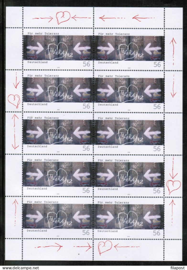 Germany 2002 / Michel 2235 Kb - For The Tolerance, Movement, Equality - Sheet Of 10 Stamps MNH - Neufs