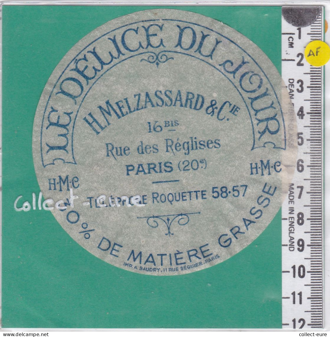 C1323  FROMAGE MELZASSARD PARIS - Kaas