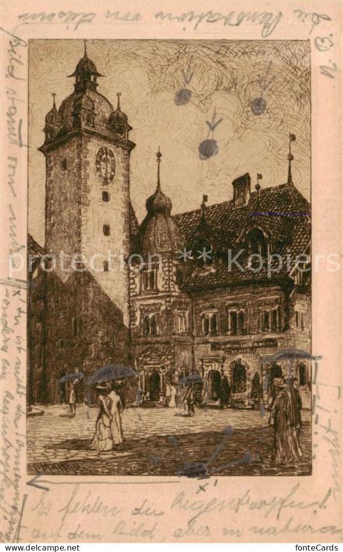 13816397 Luzern  LU Kornmarkt Mit Altem Rathaus Kuenstlerkarte  - Other & Unclassified