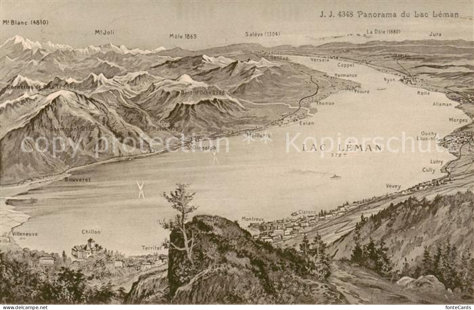 13816257 Lac Leman Genfersee GE Panoramakarte  - Andere & Zonder Classificatie