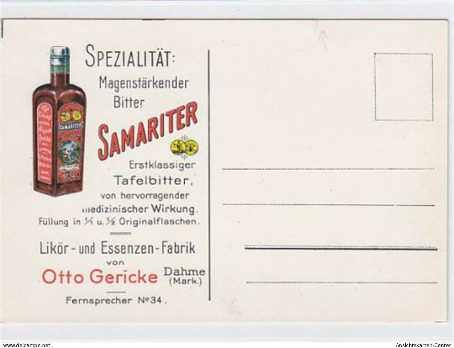 39016908 - Werbekarte Dahme ( Mark ) Mit Samariter Tafelbitter Der Firma Otto Gericke, Likoer- Und Essenzen-Fabrik Unge - Gross Leuthen