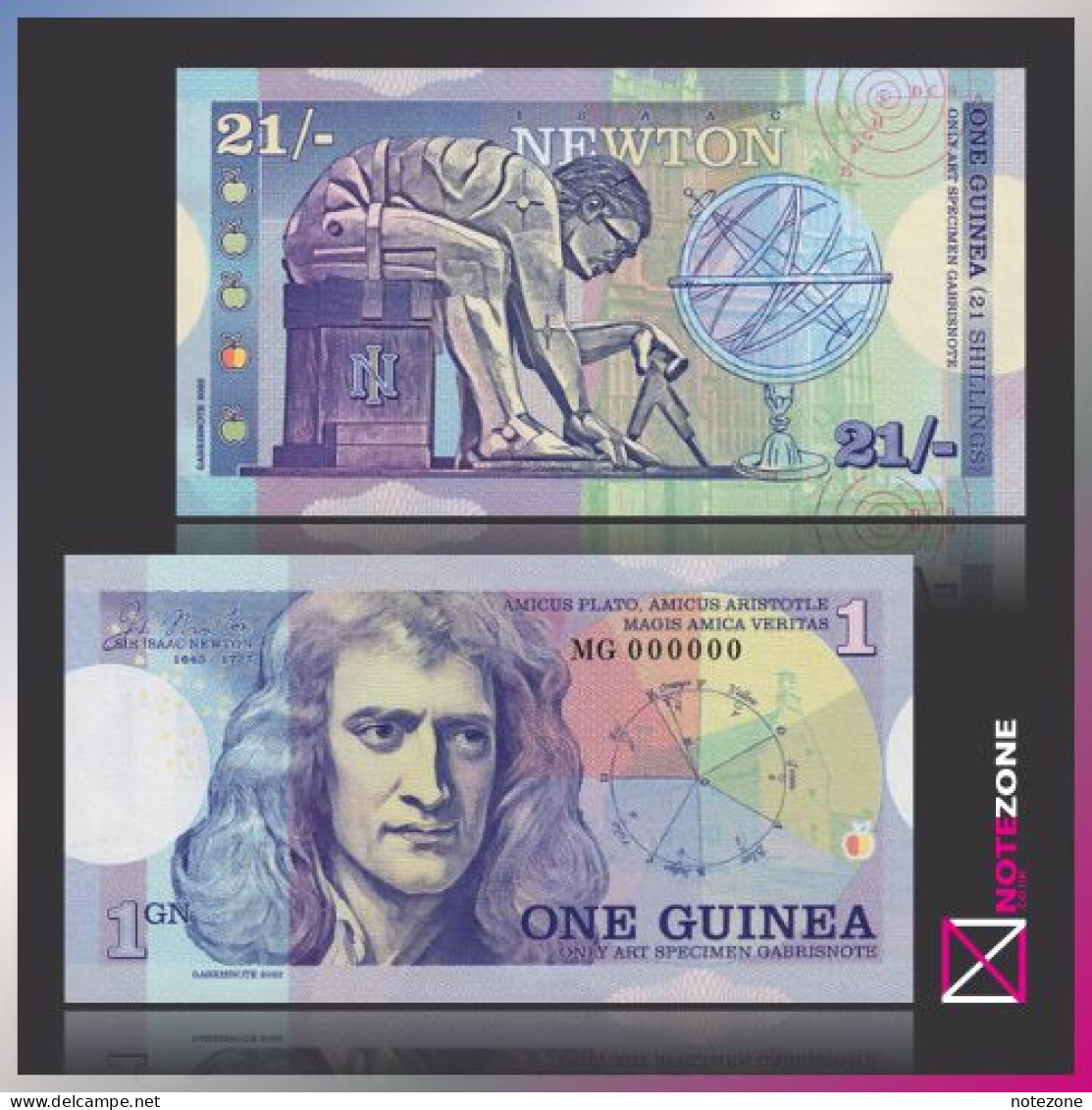 Matej Gabris 1 GUINEA / 21 SHILLINGS Sir Isaac Newton Paper Private Fantasy - Collections