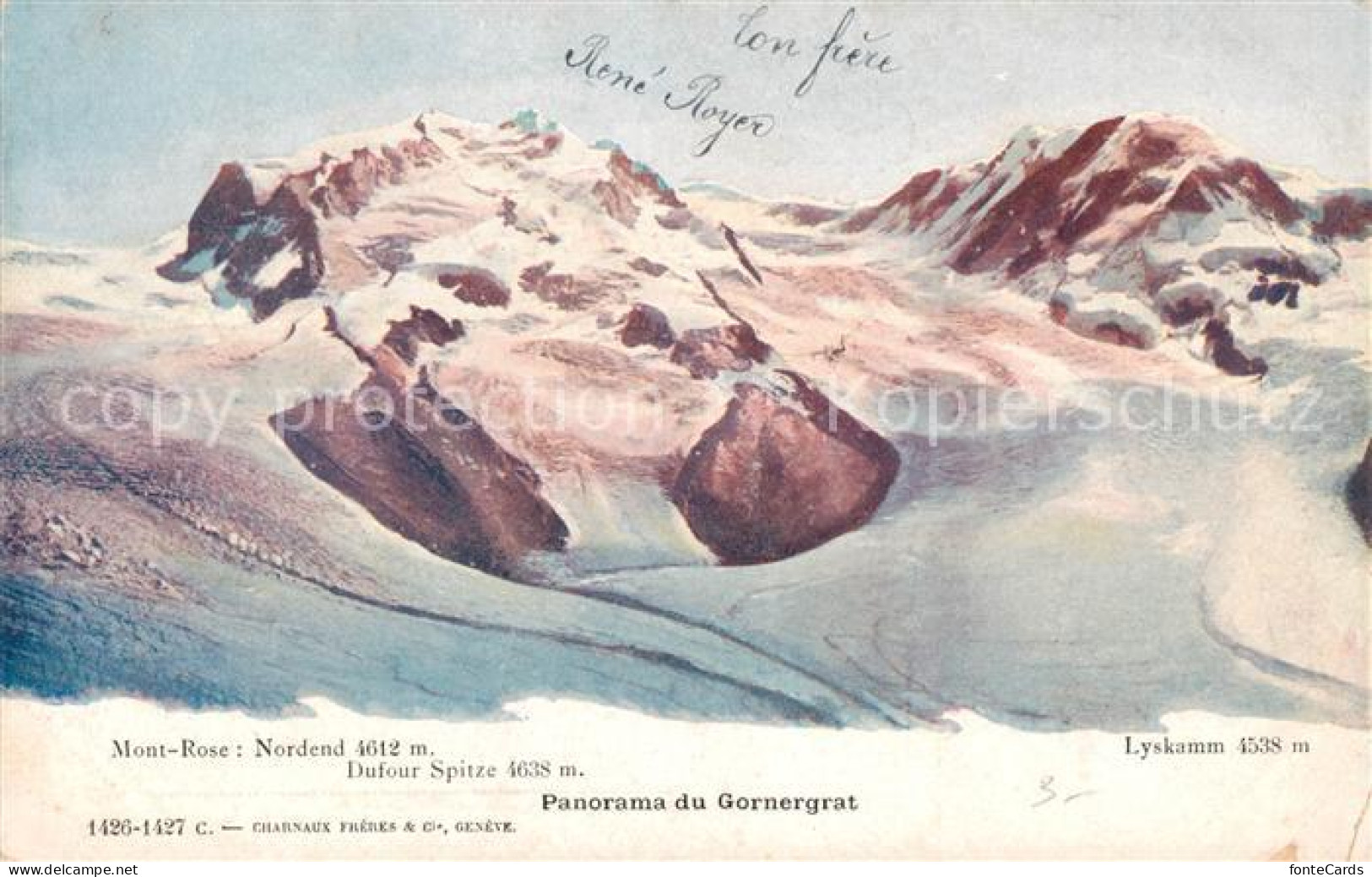 13815887 Gornergrat Zermatt VS Mont Rose Nordend Dufour Spitze Lyskamm  - Sonstige & Ohne Zuordnung