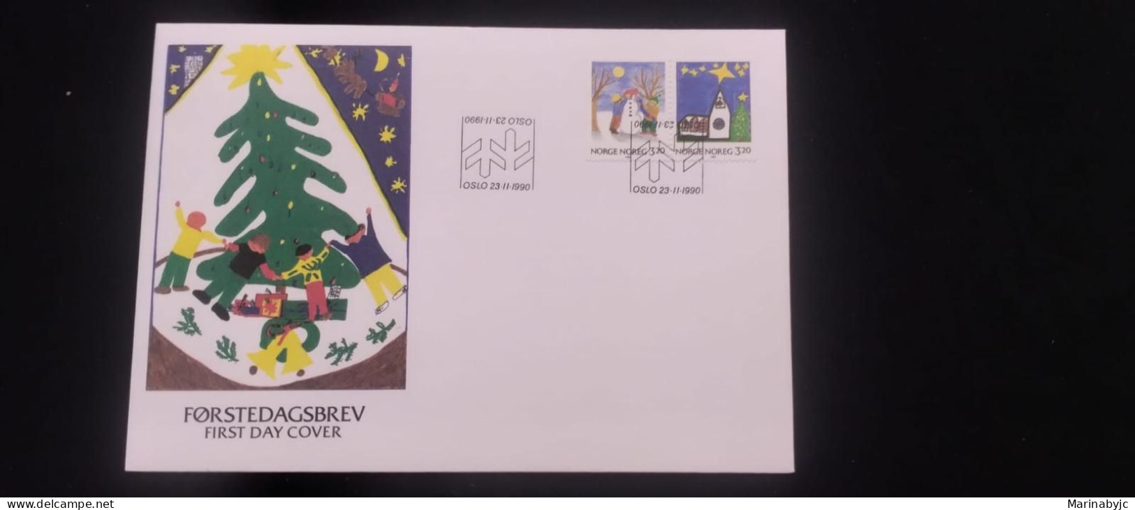 C) 1990. NORWAY. FCD. CHRISTMAS CELEBRATION. DOUBLE STAMP. XF - Europe (Other)