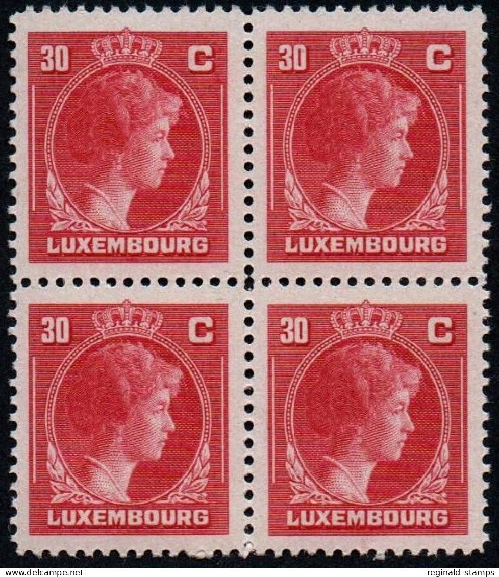 Luxembourg 1946 GD Charlotte 30c Carmine, Block X 4, MNH ** Mi 351 (Ref: 2079) - Neufs