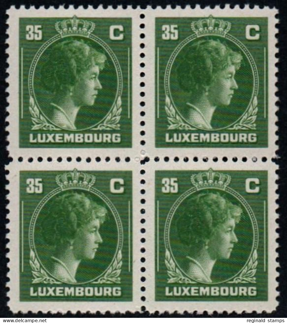 Luxembourg 1944 GD Charlotte 35c Green, Block X 4, MNH ** Mi 352 (Ref: 2080) - Ungebraucht