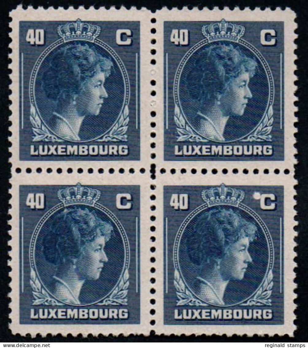 Luxembourg 1946 GD Charlotte 40c Blue, Block X 4, MNH ** Mi 353 (Ref: 2081) - Ungebraucht