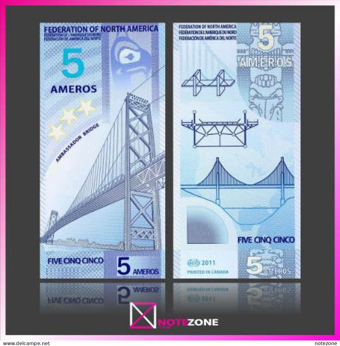 Thomas Stebbins 5 Ameros Fed Of North America Polymer Fantasy Private Note - Sets & Sammlungen