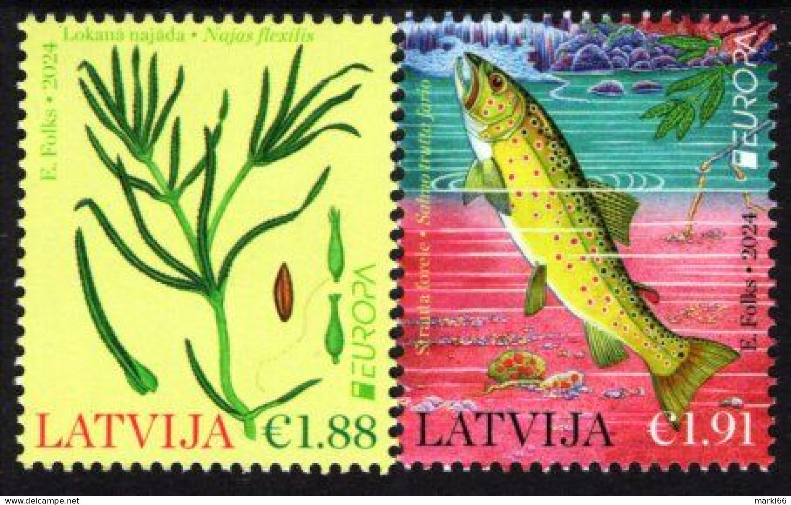 Latvia - 2024 - Europa CEPT - Underwater Flora And Fauna - Mint Stamp Set - Latvia