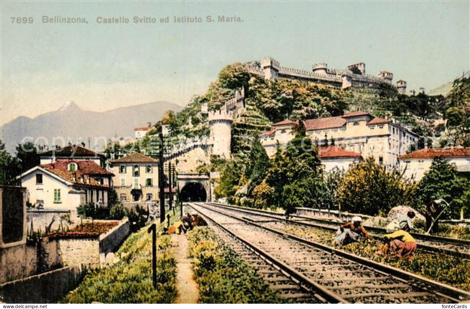 13792407 Bellinzona Castello Svitto Et Istituto S. Maria - Bahngleise Bellinzona - Andere & Zonder Classificatie