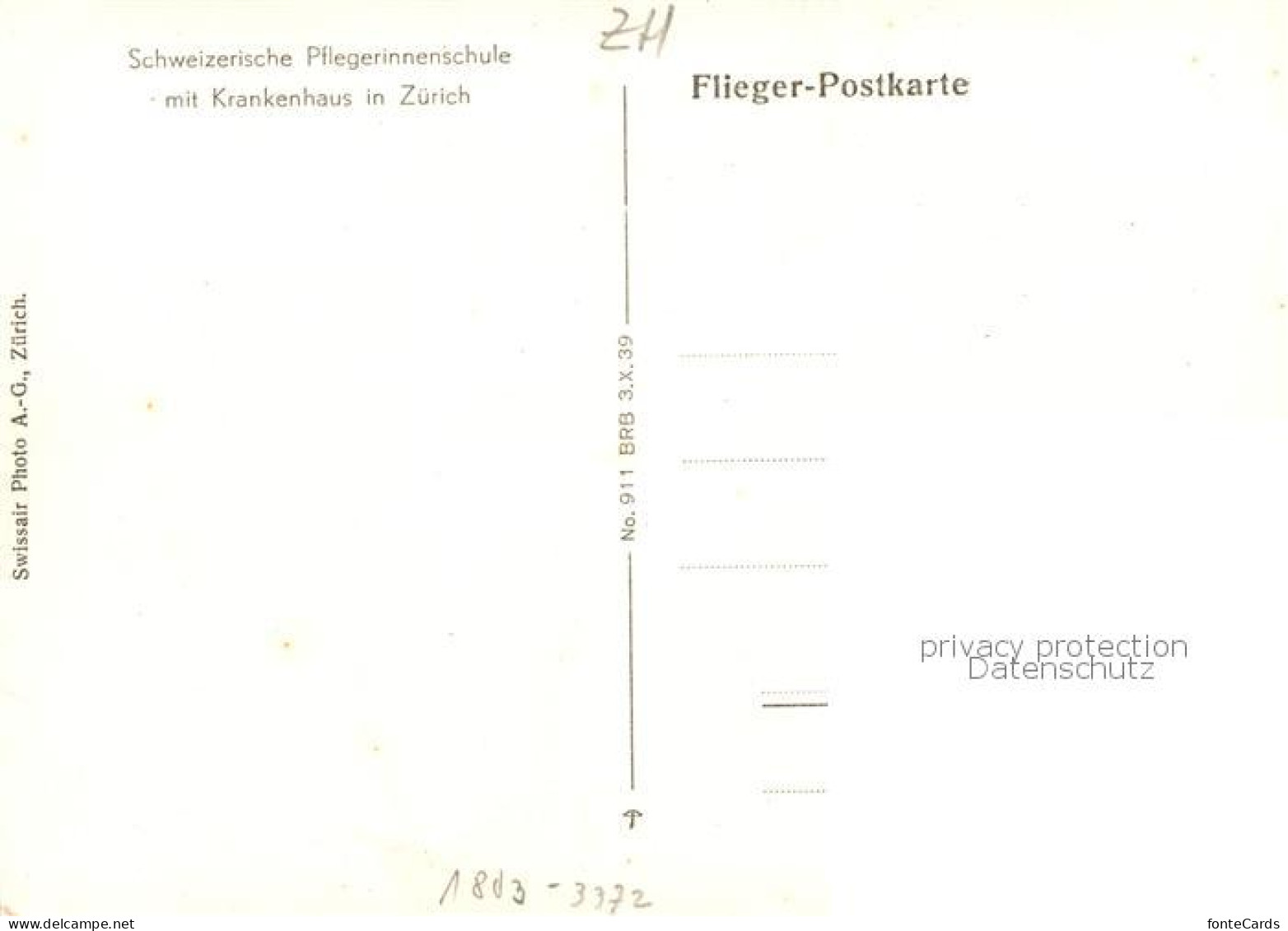 13792089 Zuerich ZH Fliegeraufnahme Schweizerische Pflegerinnenschule M. Kranken - Altri & Non Classificati